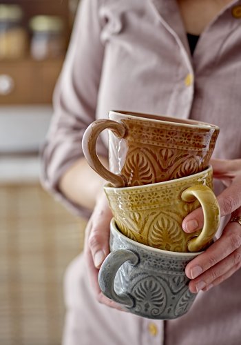 BLOOMINGVILLE Rani mugg, gr�n, stengods, set om 4, D10,5xH7,5 cm