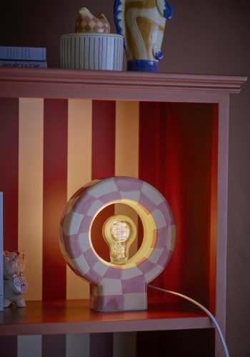 BLOOMINGVILLE Vialini Tischlampe, Rosa, Steingut (L20,5xH23,5xB7 cm)