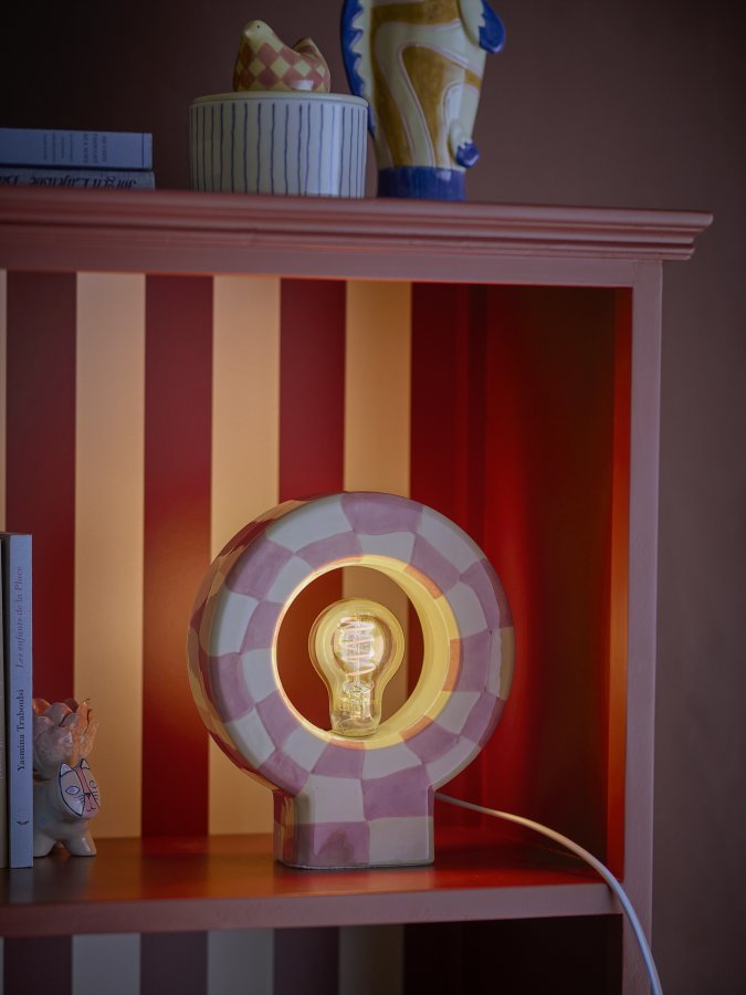 BLOOMINGVILLE Vialini Tischlampe, Rosa, Steingut (L20,5xH23,5xB7 cm)