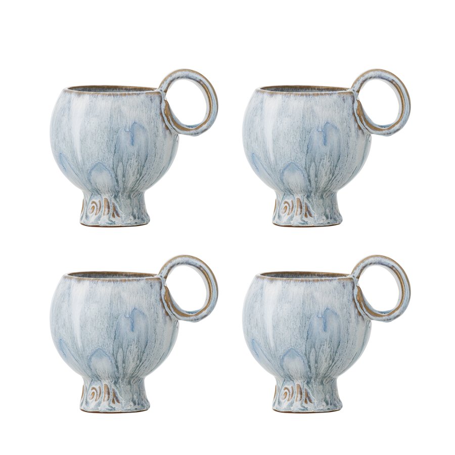 BLOOMINGVILLE Avonlea Tasse, Blau, Steingut (D9xH10,5 cm, 4er-Set)