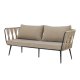 BLOOMINGVILLE Pavone Gartensofa, mit beige-braunen Kissen – hellbraunes Polyesterseil und schwarzes Metall