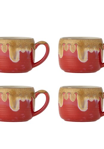 BLOOMINGVILLE Sheen Becher, Rot, Steingut (D10,5xH8 cm, 4er-Set)