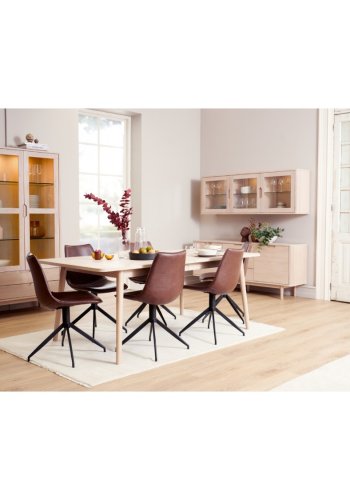 Esstisch Nyborg, mit 2 Einlegeplatten – weiß geöltes Eichenfurnier und Holz (100x200(300))