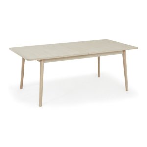 Nyborg spisebord, m. 2 tillgsplader - hvidolieret egetrsfinér og tr (100x200(300))