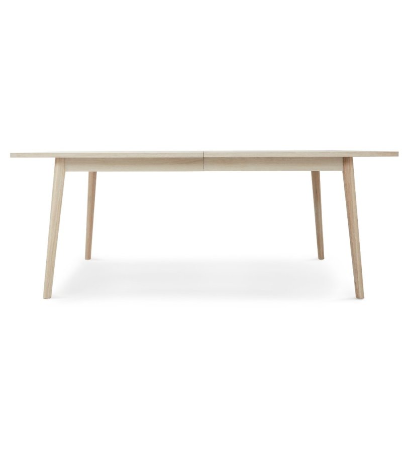 Esstisch Nyborg, mit 2 Einlegeplatten – weiß geöltes Eichenfurnier und Holz (100x200(300))