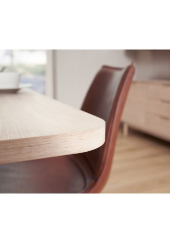 Esstisch Nyborg, mit 2 Einlegeplatten – weiß geöltes Eichenfurnier und Holz (100x200(300))