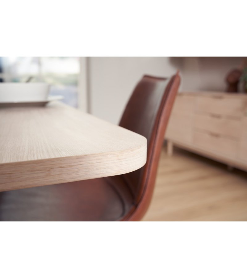 Esstisch Nyborg, mit 2 Einlegeplatten – weiß geöltes Eichenfurnier und Holz (100x200(300))