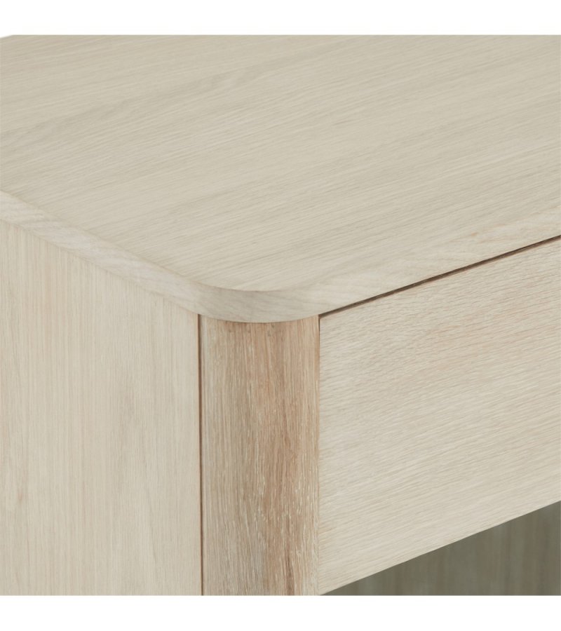 Nyborg hy skjenk, m. 4 drer og 3 hyller - glass, hvitoljet eikefiner, eik og tre