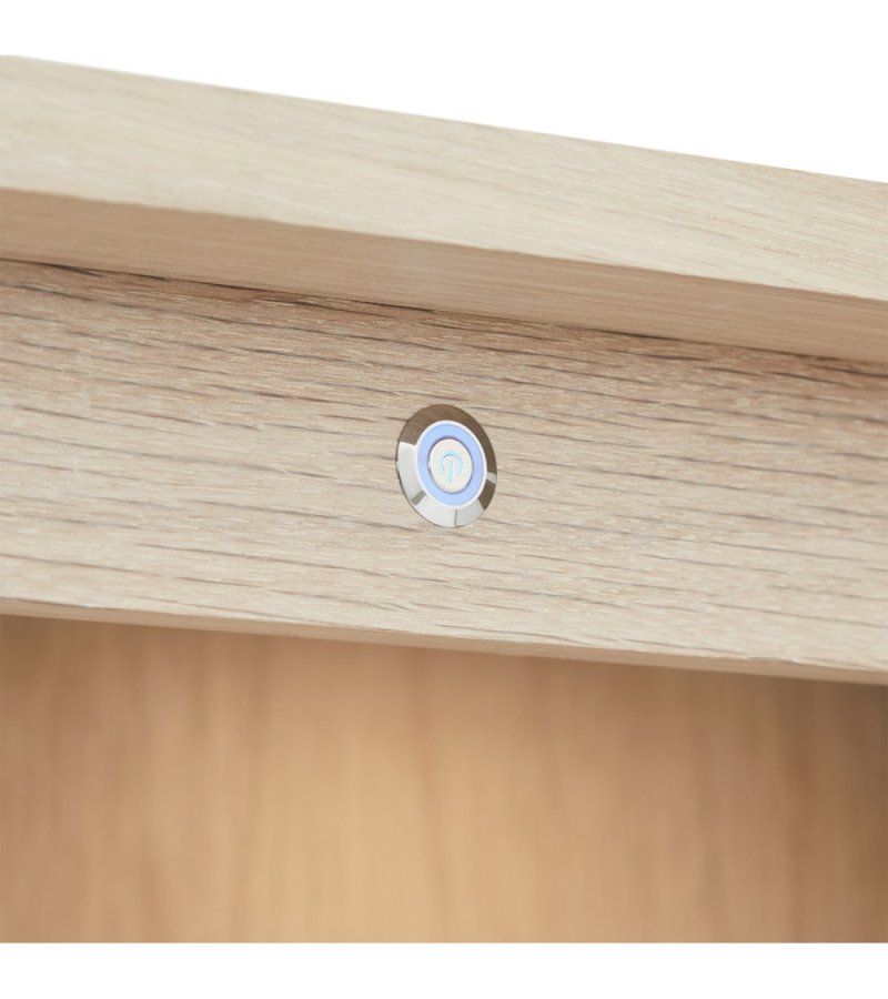 Nyborg hy skjenk, m. 4 drer og 3 hyller - glass, hvitoljet eikefiner, eik og tre