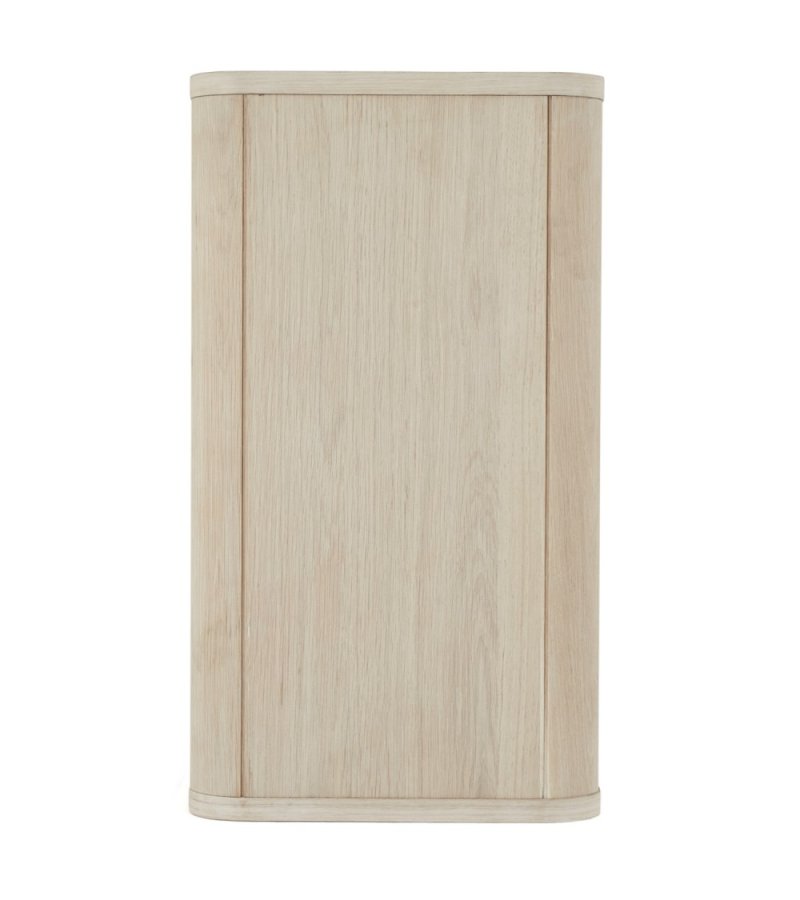 Nyborg veggskap, m. LED-lys, 3 glassdrer, 3 glasshyller - hvitoljet eikefiner og eik