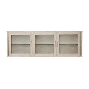 Nyborg vgskab, m. LED lys, 3 glaslger, 3 glashylder - hvidolieret egetrsfinér og egetr