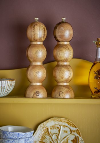 CREATIVE COLLECTION Clancy Salz- und Pfeffermühle, Braun, Akazie (T7 x H23,5 cm, 2er-Set)