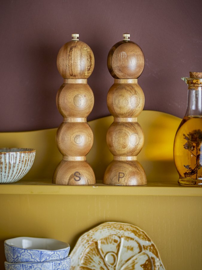 CREATIVE COLLECTION Clancy Salz- und Pfeffermühle, Braun, Akazie (T7 x H23,5 cm, 2er-Set)