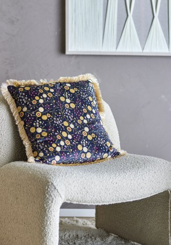 BLOOMINGVILLE Eydis Kissen, Blau, Viskose (L45xB45 cm)