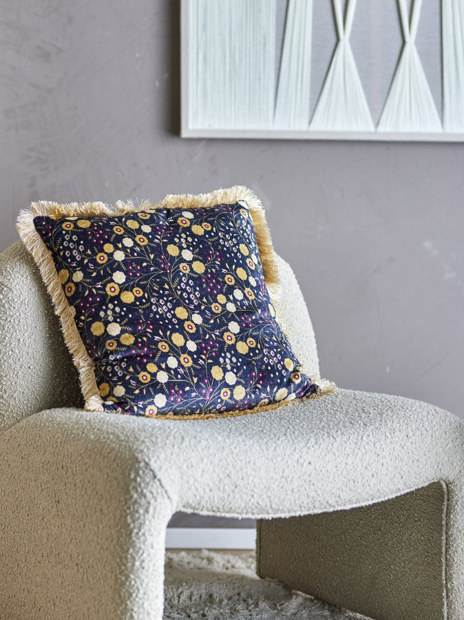 BLOOMINGVILLE Eydis Kissen, Blau, Viskose (L45xB45 cm)