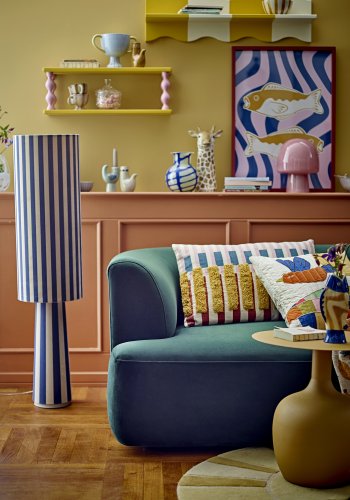 BLOOMINGVILLE Emmie Stehlampe, Blau, Polyester (D28xH120 cm)