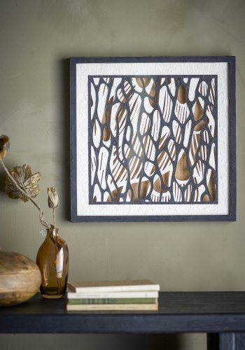 BLOOMINGVILLE Barlin-illustrasjon med ramme, svart, furu