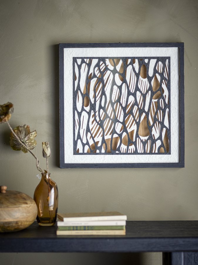 BLOOMINGVILLE Barlin-illustrasjon med ramme, svart, furu