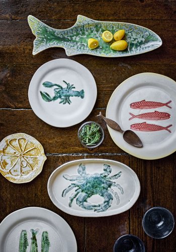 CREATIVE COLLECTION Hadden Teller, Grün, Steingut (T21xH2 cm, 4er-Set)