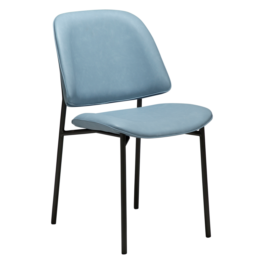 DANFORM OHMY Esszimmerstuhl - Kunstleder in Nebelblau und Antikstahl