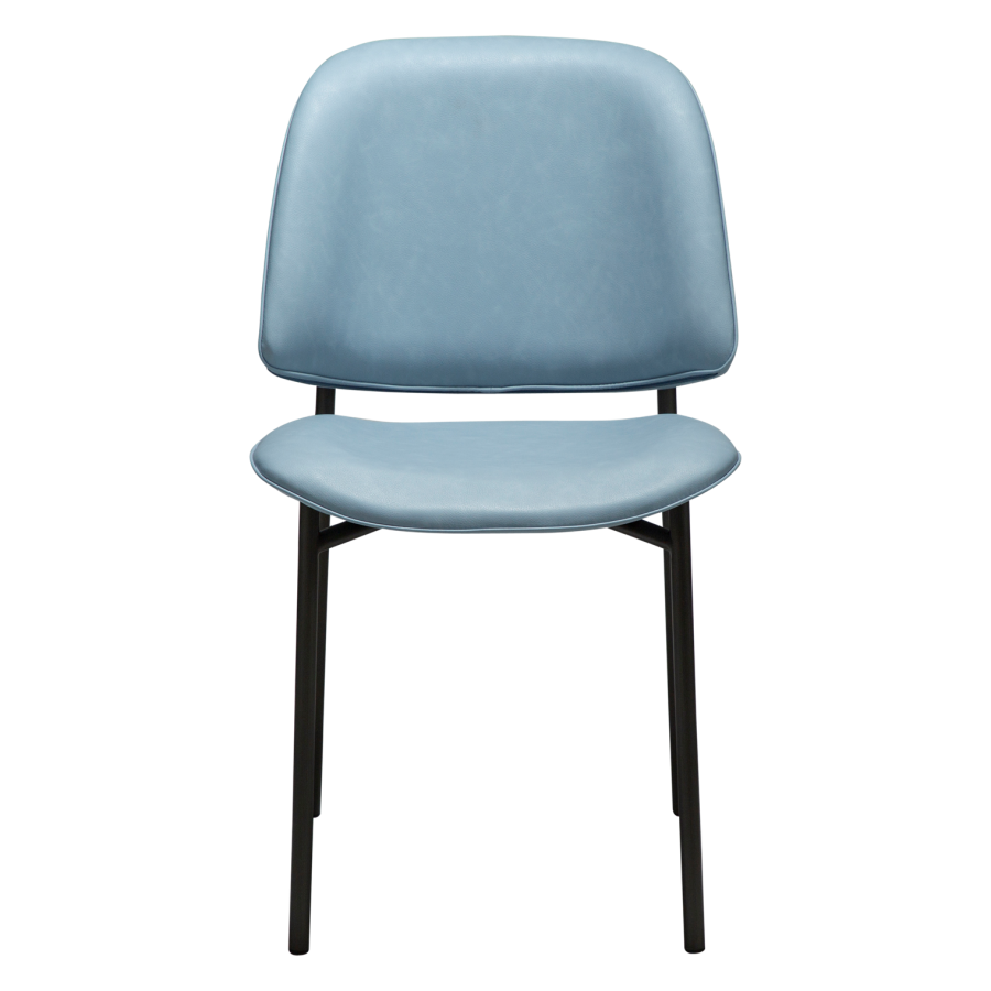 DANFORM OHMY Esszimmerstuhl - Kunstleder in Nebelblau und Antikstahl