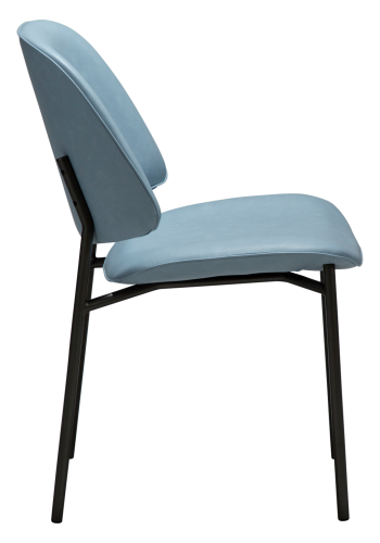 DANFORM OHMY Esszimmerstuhl - Kunstleder in Nebelblau und Antikstahl