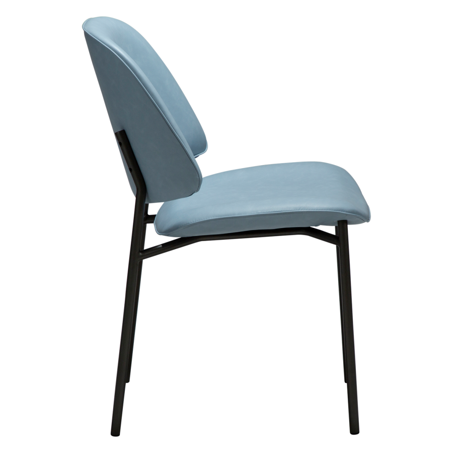 DANFORM OHMY Esszimmerstuhl - Kunstleder in Nebelblau und Antikstahl