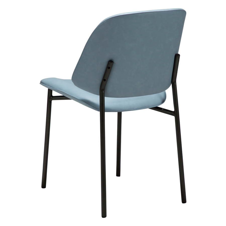 DANFORM OHMY Esszimmerstuhl - Kunstleder in Nebelblau und Antikstahl