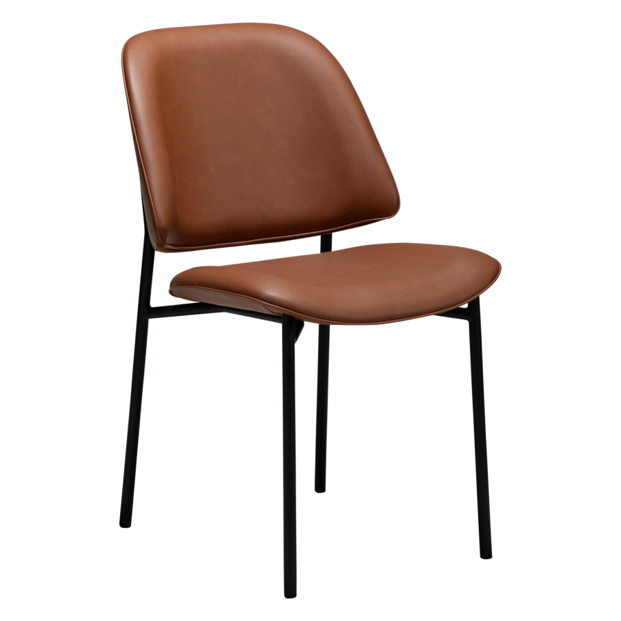 DANFORM OHMY Esszimmerstuhl - Cognac-Kunstleder und schwarzer Stahl