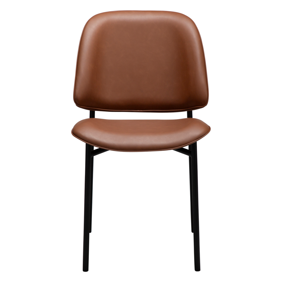 DANFORM OHMY Esszimmerstuhl - Cognac-Kunstleder und schwarzer Stahl
