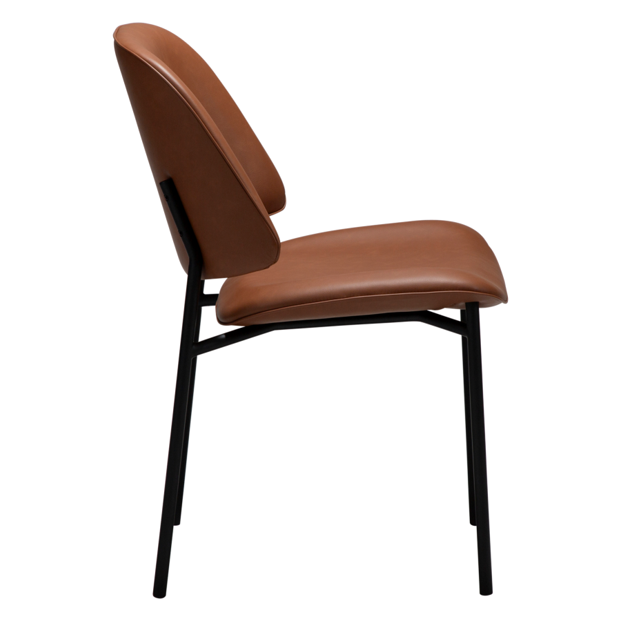 DANFORM OHMY Esszimmerstuhl - Cognac-Kunstleder und schwarzer Stahl