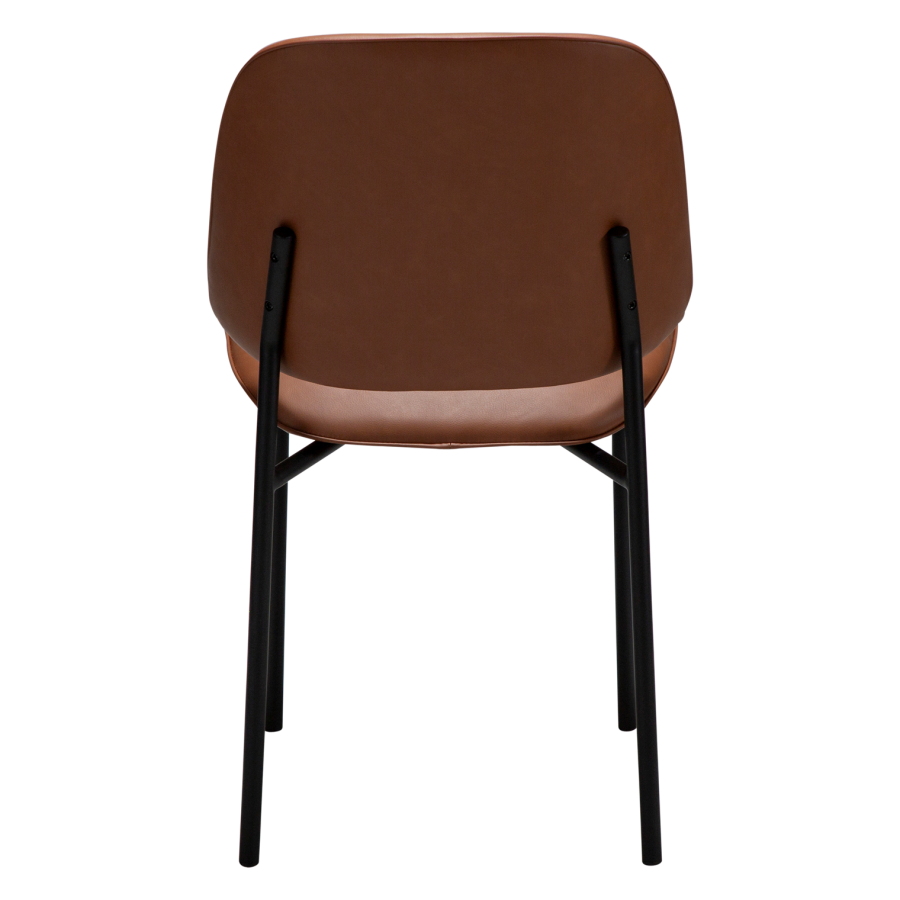 DANFORM OHMY Esszimmerstuhl - Cognac-Kunstleder und schwarzer Stahl