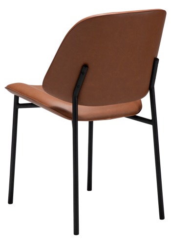 DANFORM OHMY Esszimmerstuhl - Cognac-Kunstleder und schwarzer Stahl