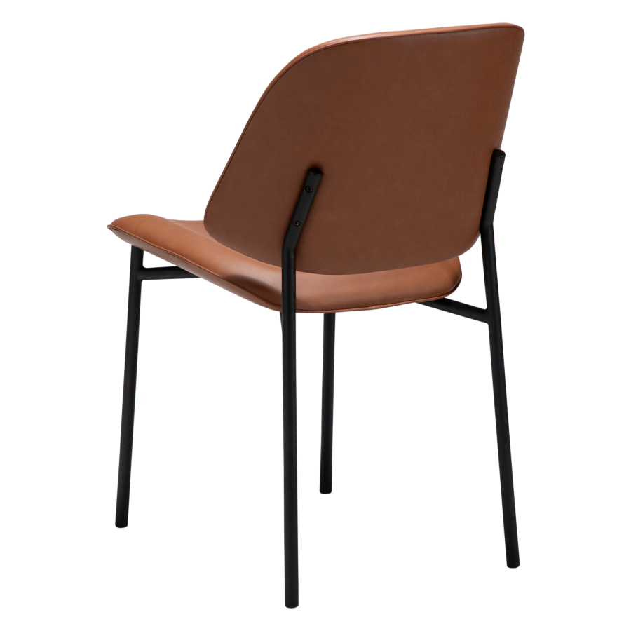 DANFORM OHMY Esszimmerstuhl - Cognac-Kunstleder und schwarzer Stahl