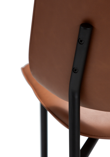 DANFORM OHMY Esszimmerstuhl - Cognac-Kunstleder und schwarzer Stahl