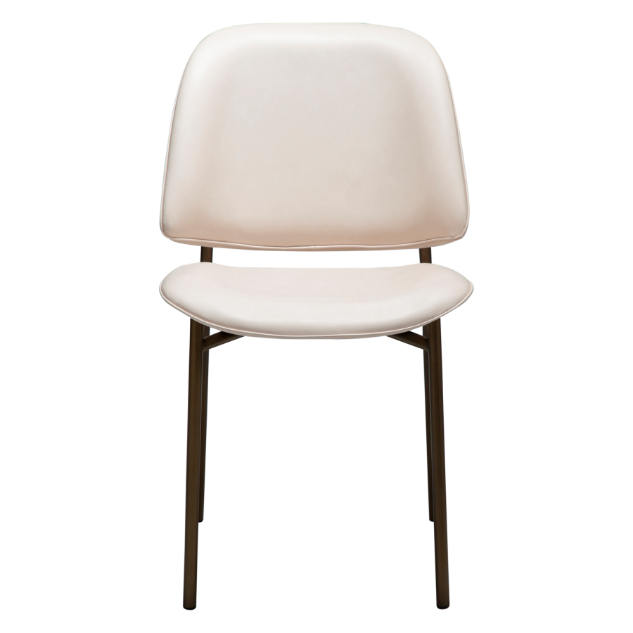 DANFORM OHMY Esszimmerstuhl - Kreolisches rosa Kunstleder und antiker Messingstahl