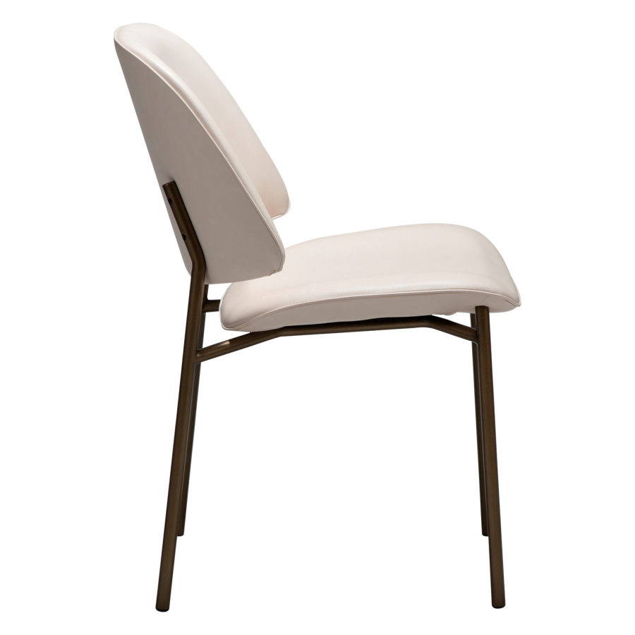 DANFORM OHMY Esszimmerstuhl - Kreolisches rosa Kunstleder und antiker Messingstahl