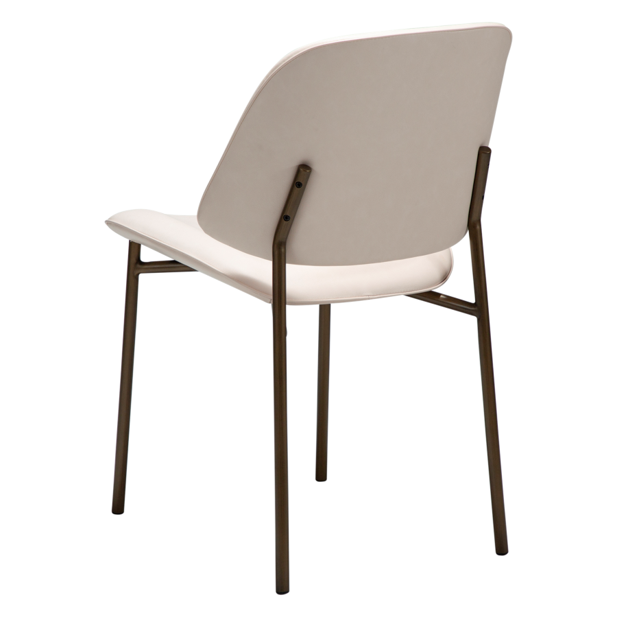 DANFORM OHMY Esszimmerstuhl - Kreolisches rosa Kunstleder und antiker Messingstahl