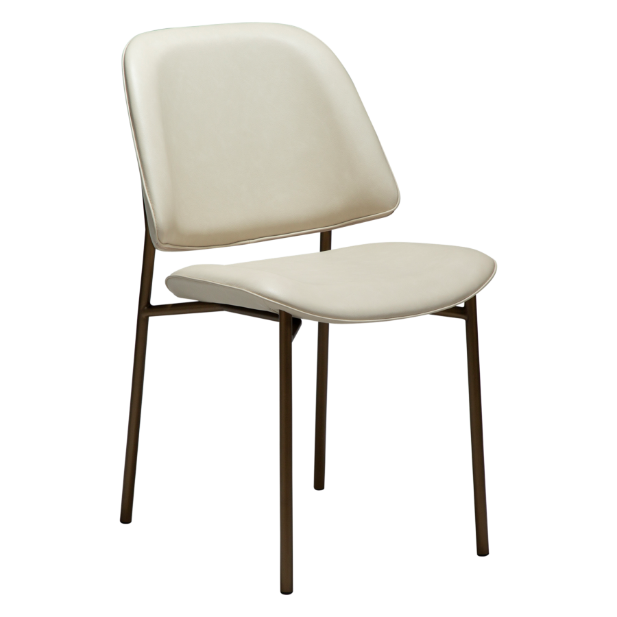 DANFORM OHMY Esszimmerstuhl - mattes Mandel-Kunstleder und antiker Messingstahl