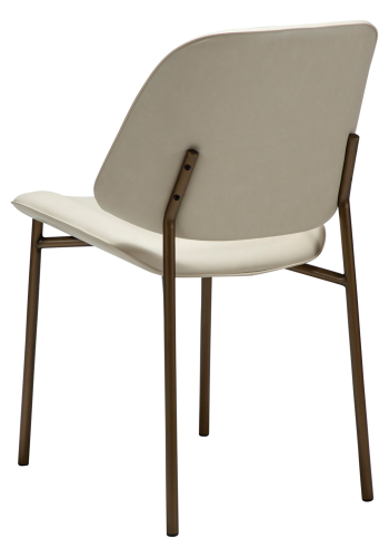 DANFORM OHMY Esszimmerstuhl - mattes Mandel-Kunstleder und antiker Messingstahl