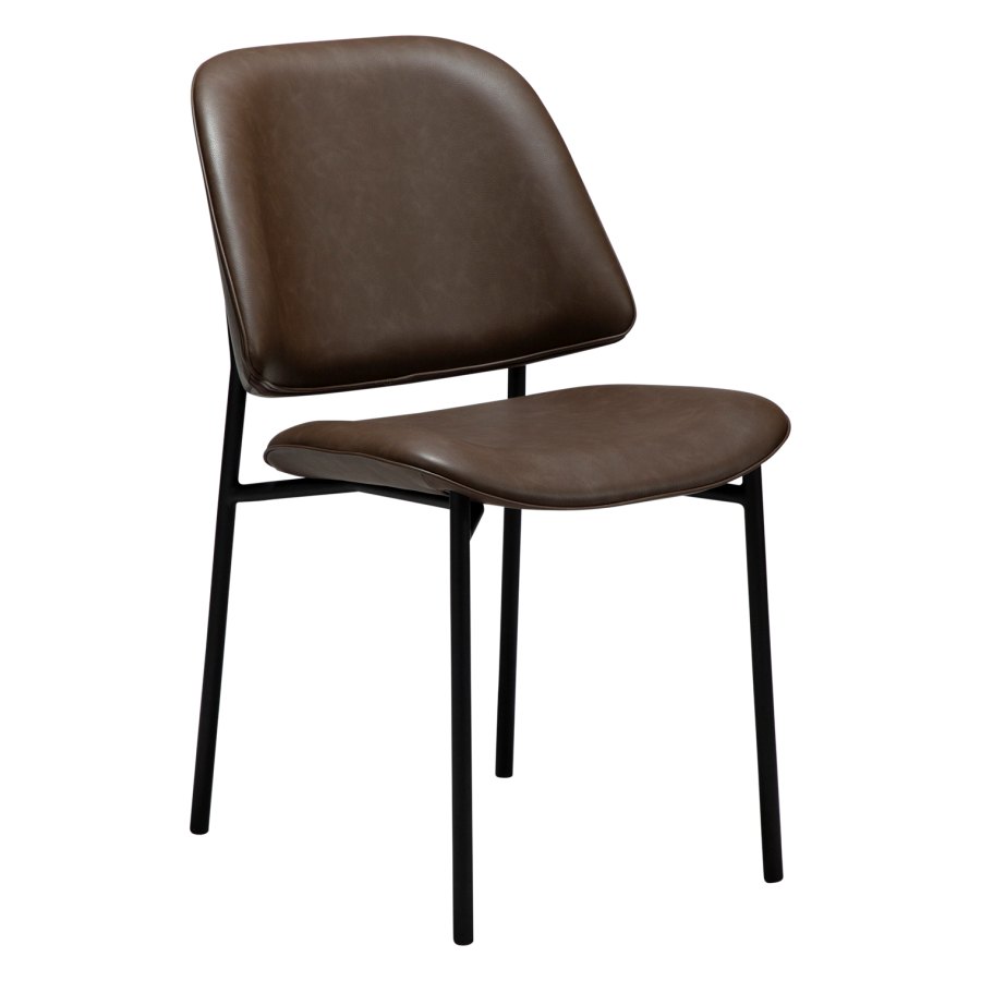 DANFORM OHMY Esszimmerstuhl - Major braunes Kunstleder und schwarzer Stahl