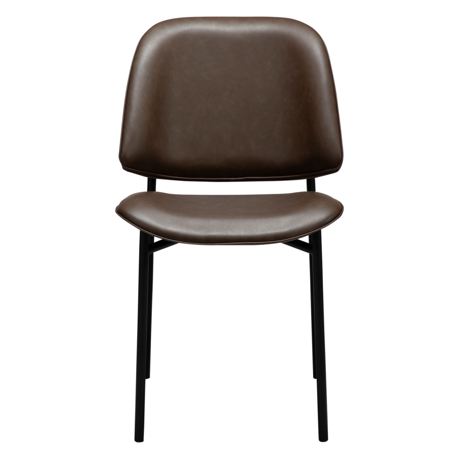 DANFORM OHMY Esszimmerstuhl - Major braunes Kunstleder und schwarzer Stahl