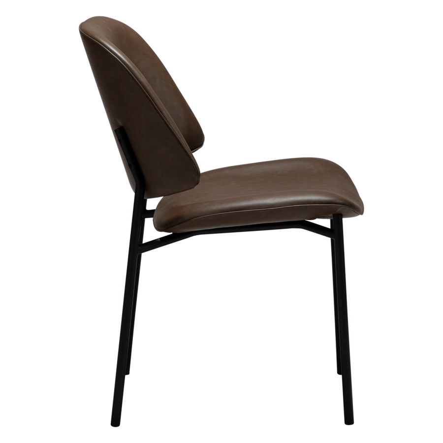 DANFORM OHMY Esszimmerstuhl - Major braunes Kunstleder und schwarzer Stahl