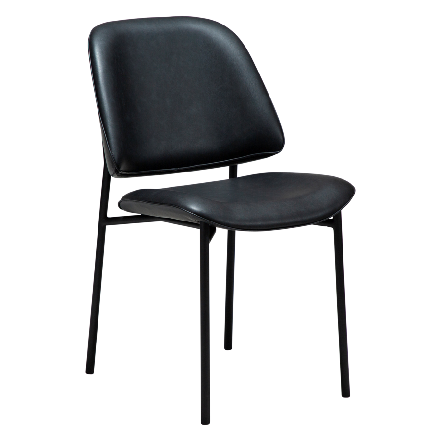 DANFORM OHMY Esszimmerstuhl - Rabenschwarzes Kunstleder und schwarzer Stahl