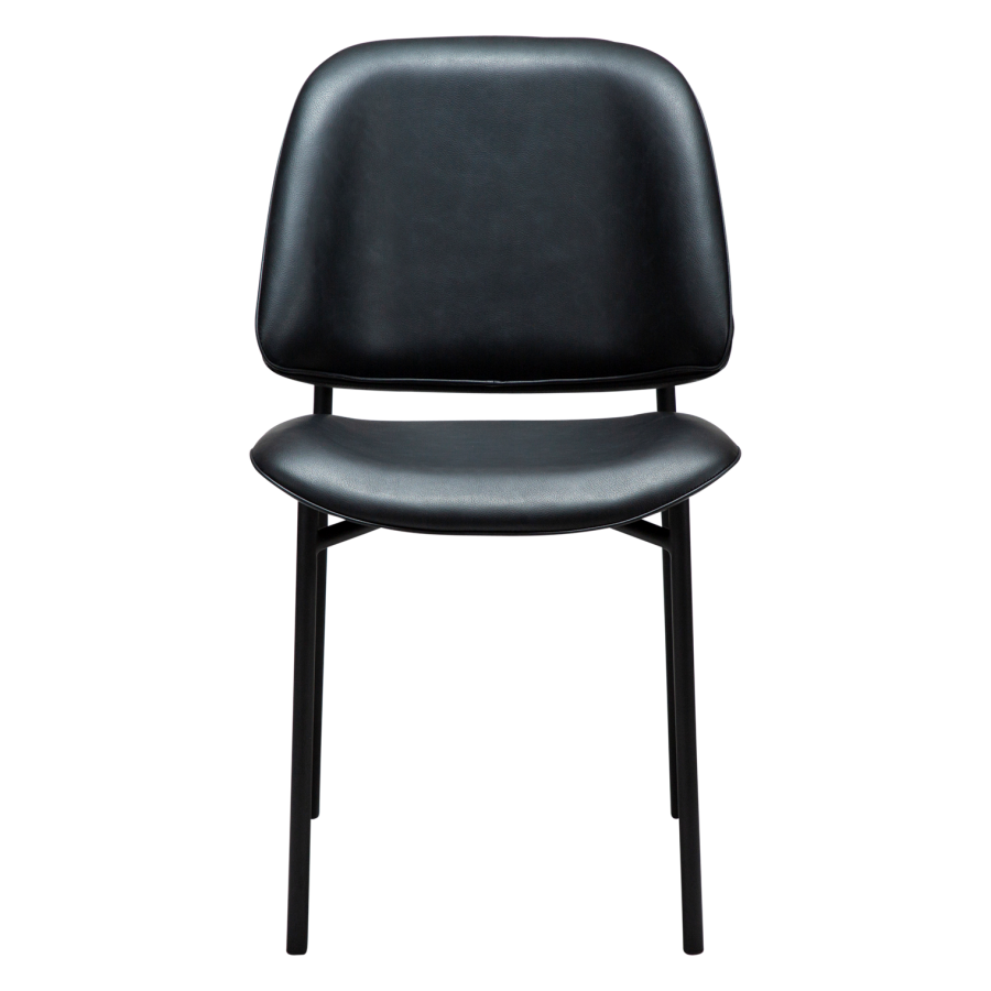 DANFORM OHMY Esszimmerstuhl - Rabenschwarzes Kunstleder und schwarzer Stahl