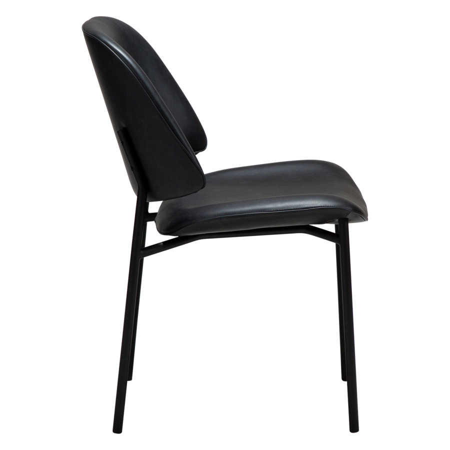 DANFORM OHMY Esszimmerstuhl - Rabenschwarzes Kunstleder und schwarzer Stahl