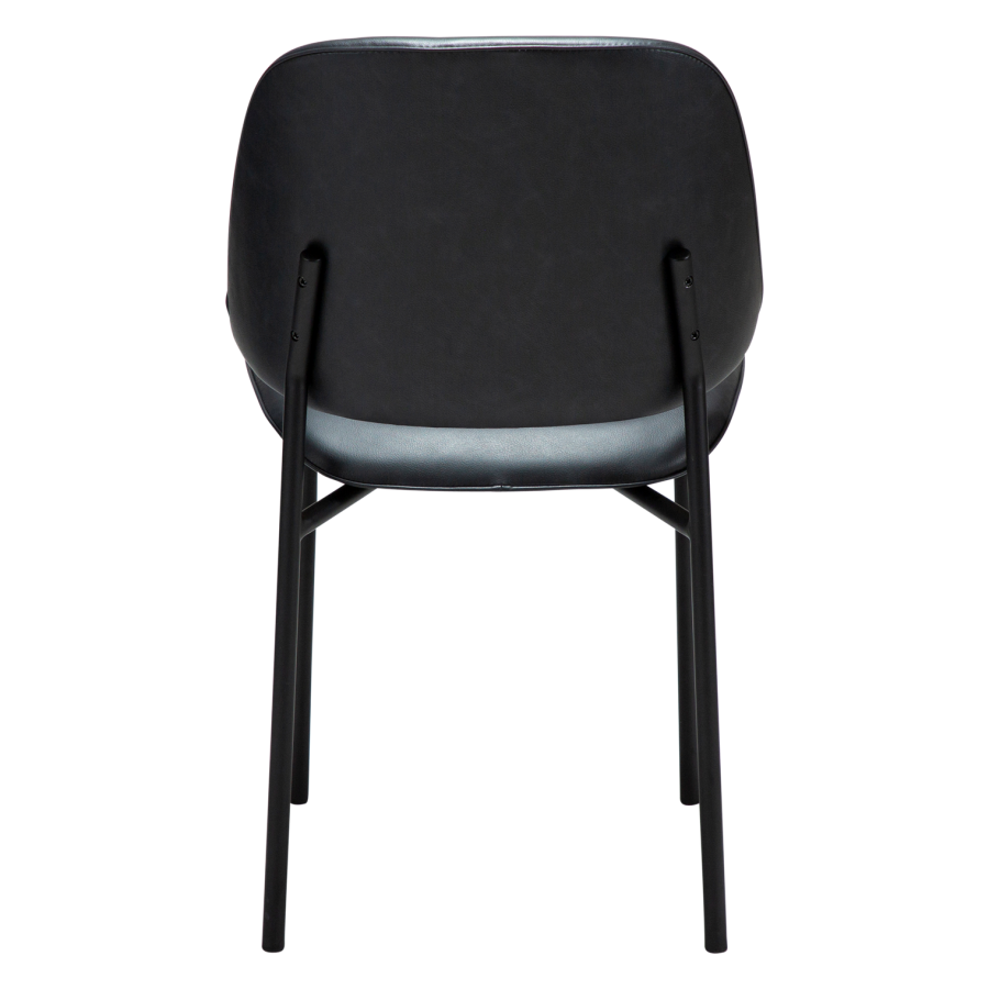 DANFORM OHMY Esszimmerstuhl - Rabenschwarzes Kunstleder und schwarzer Stahl