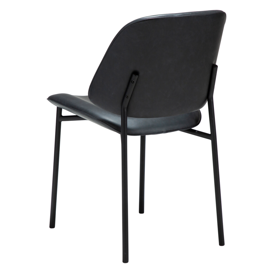 DANFORM OHMY Esszimmerstuhl - Rabenschwarzes Kunstleder und schwarzer Stahl