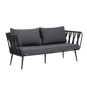 BLOOMINGVILLE Pavone havesofa, m. armln og mrkegr puder - sort polyesterreb og sort metal
