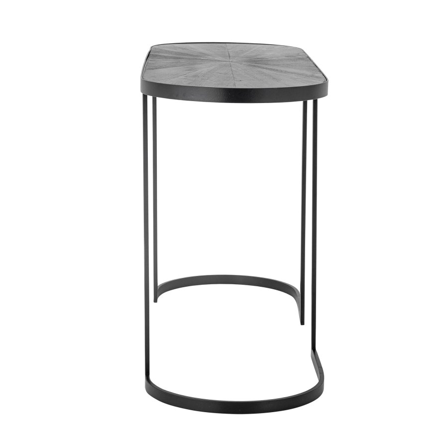BLOOMINGVILLE Carter konsollbord, ovalt - svart furu og svart metall (110x38,5)